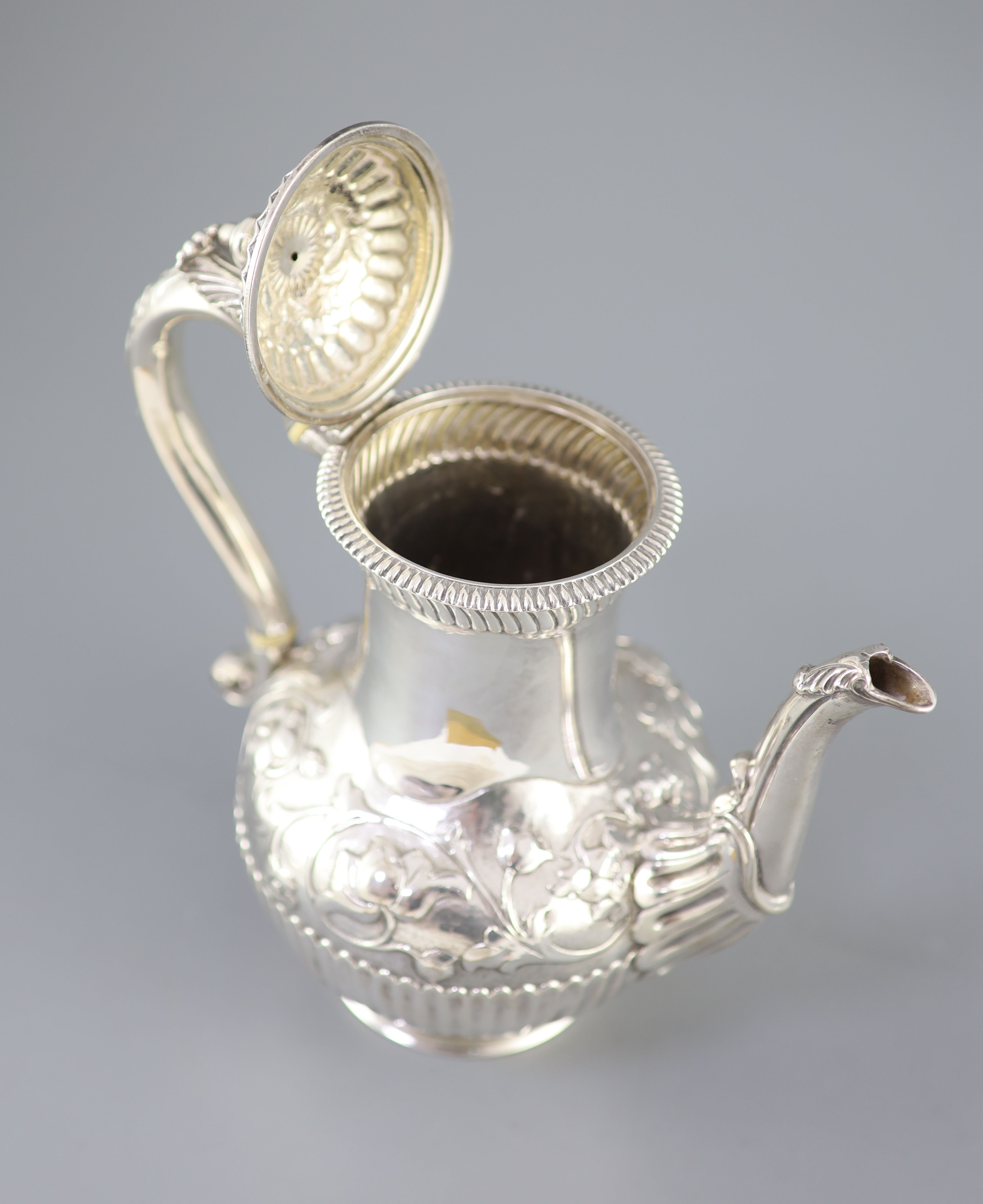 A Victorian silver coffee pot by Richard Sibley II,